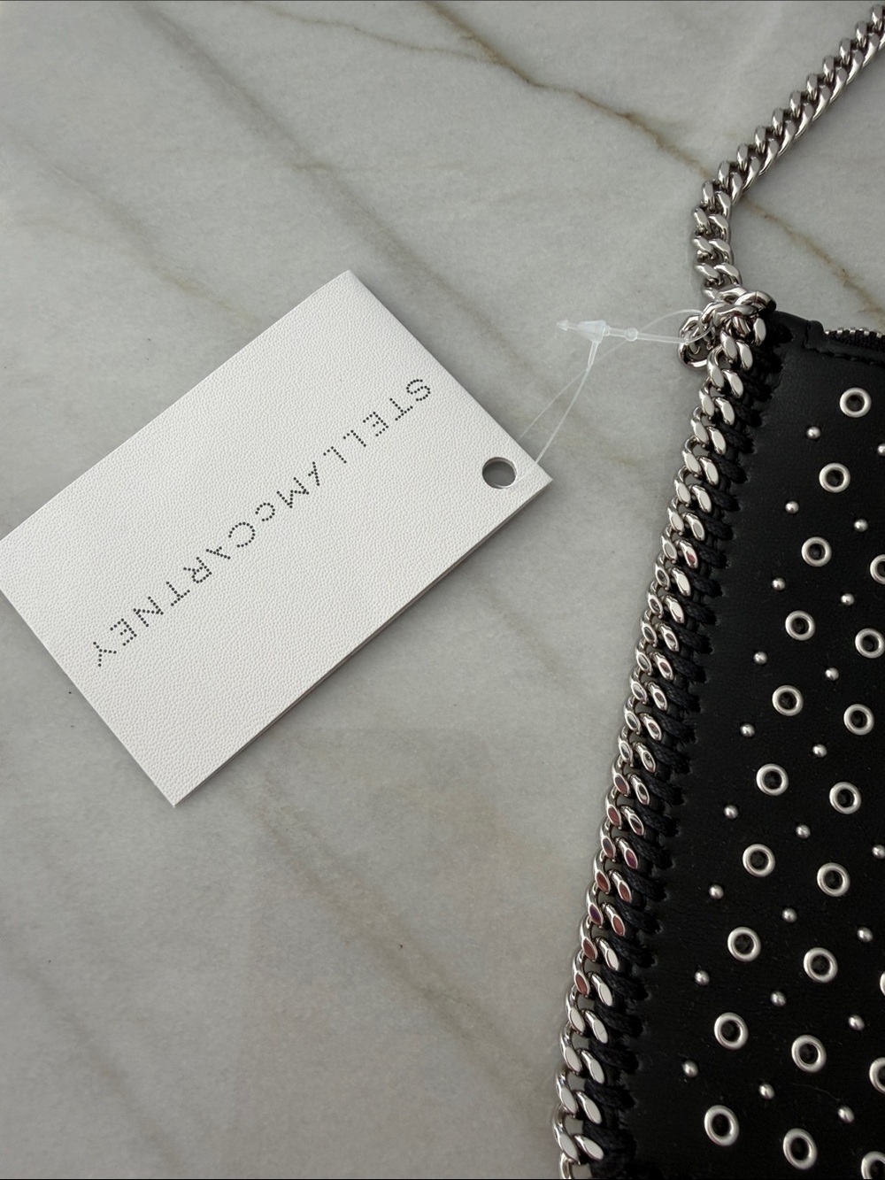 Stella McCartney Black Eyelet-Stud Chain Clutch - Picture 6 of 13